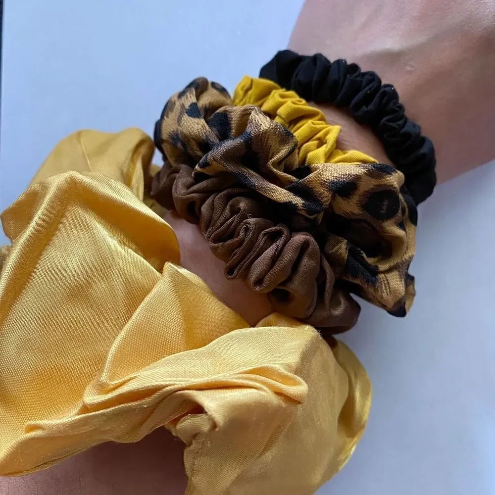 Set of 5 Scrunchies - Golden Leopard